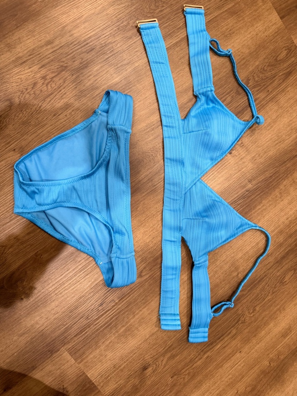 Jessica Simpson Bright Blue Ribbed Bikini Set